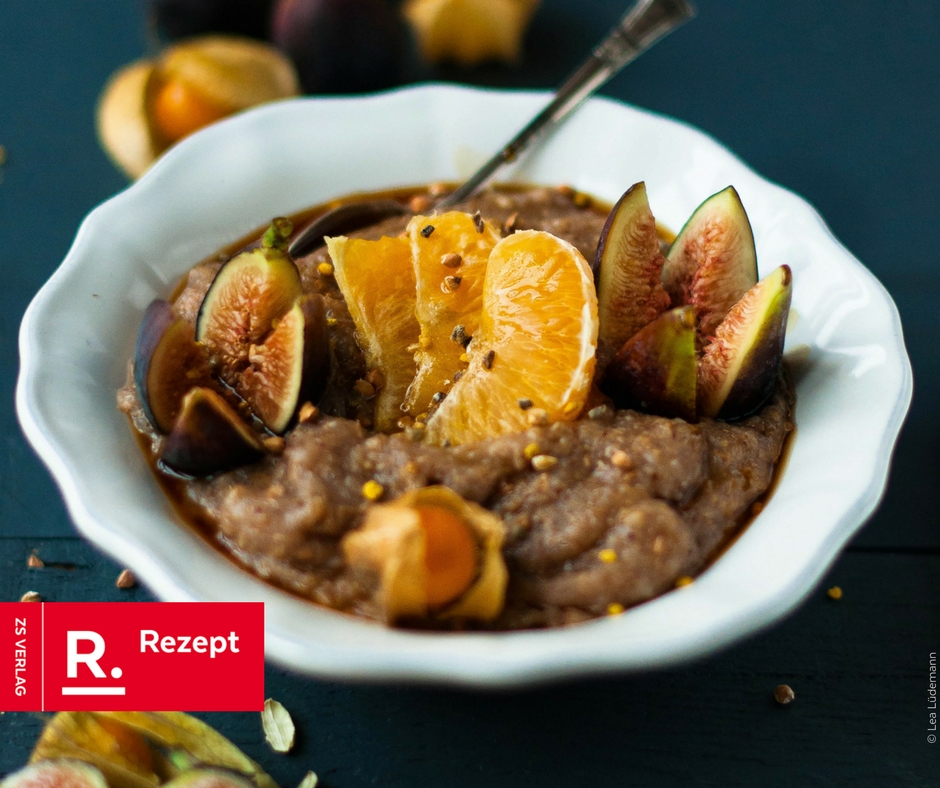Glutenfreies Foto mit Orangen, Feigen und Physalis