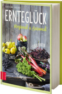 Buchcover "Ernteglück" aus dem das Rezept "Pizza mit Waldpilzen" stammt