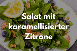 Titelbild des Rezepts. Abgebildet ist das zubereitete Gericht und der Titel des Rezepts