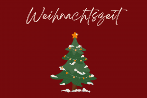 Weihnachtszeit Schriftzug mit Weihnachtsbaum Grafik
